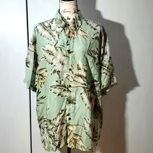 Hawaiian Company- Mens mint green Floral Silk Dress Shirt Sz.XL